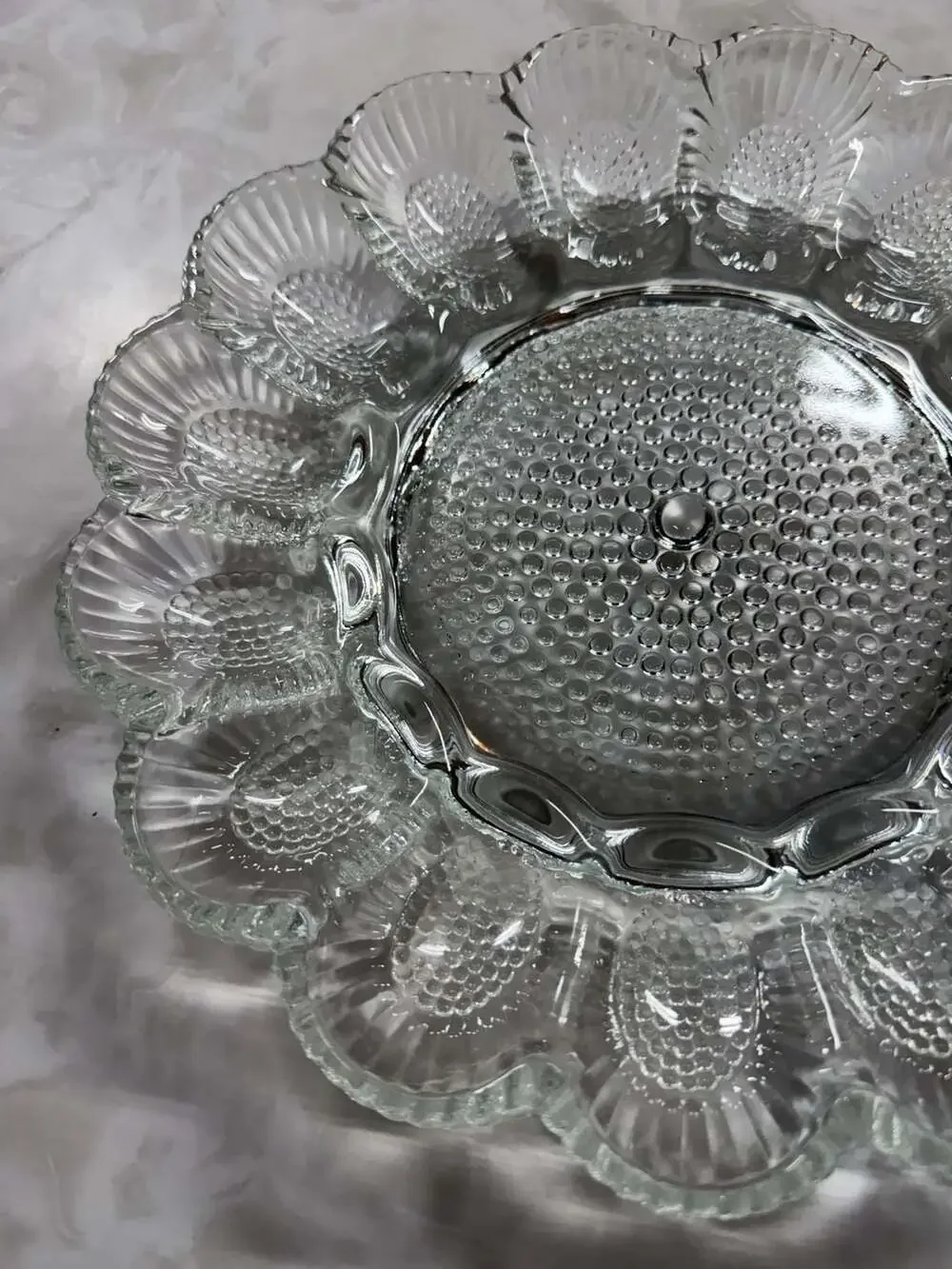 Vintage Indiana Glass Company Clear Hobnail Deviled Egg Plate 11 Inch